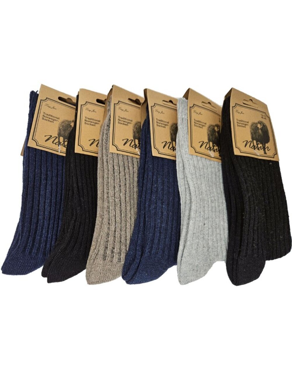 Men's Wool Blend Socks Size 10-13 Norweger Warm Winter Thermal Crew Socks 6-PACK